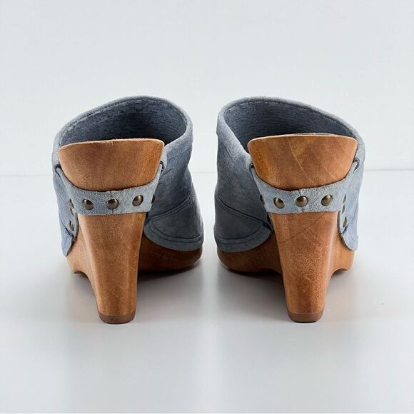 Michael KORS suede & wood wedge clogs size 10 - Picture 6 of 10
